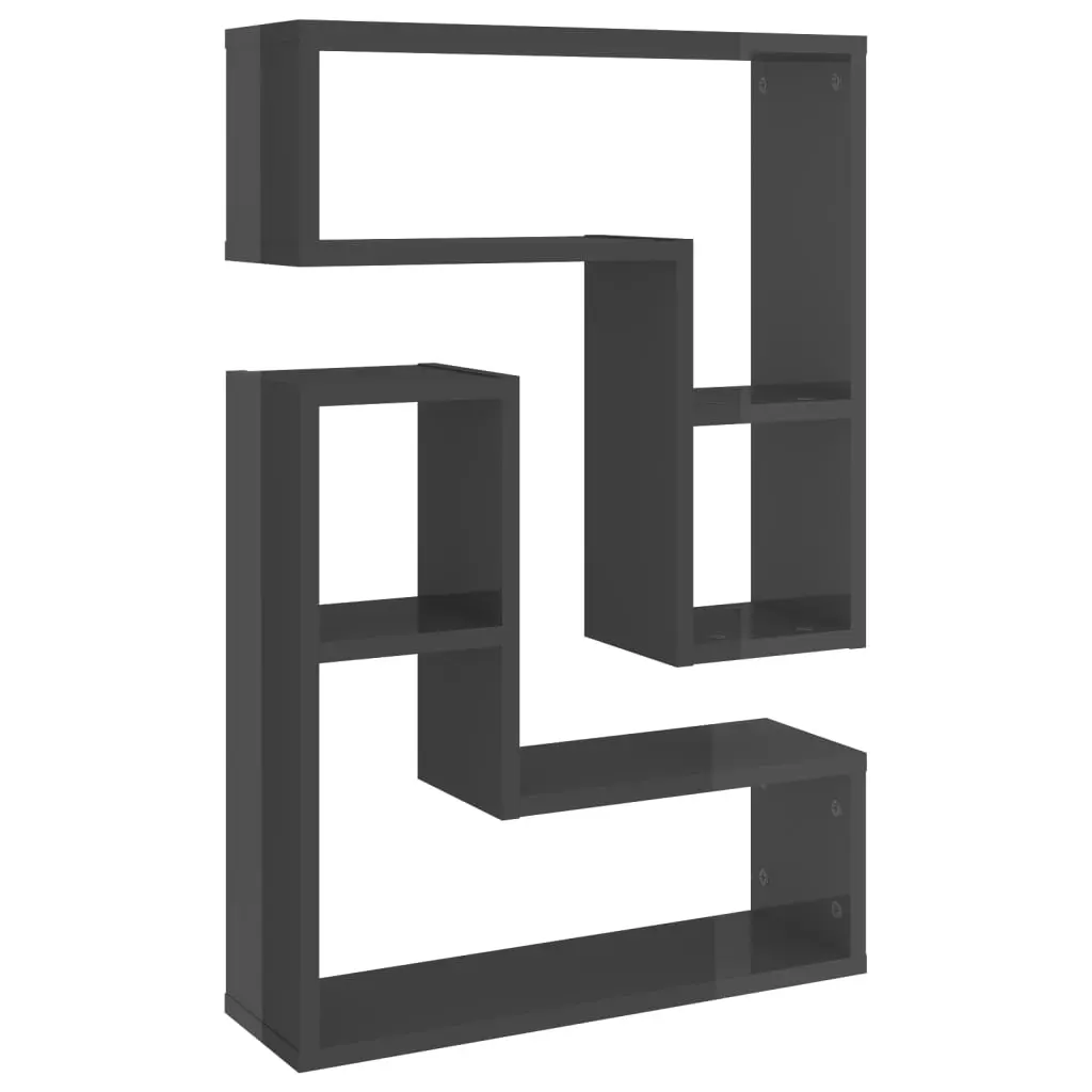 Wall Shelves 2 pcs High Gloss Grey 50x15x50 cm Engineered Wood 807222 - Furniture