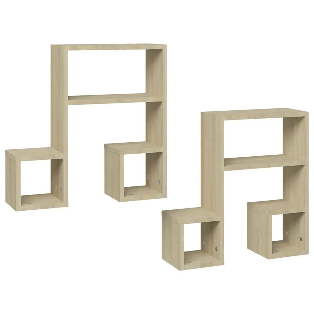 Wall Shelves 2 pcs Sonoma Oak 50x15x50 cm Engineered Wood 807244 - Furniture