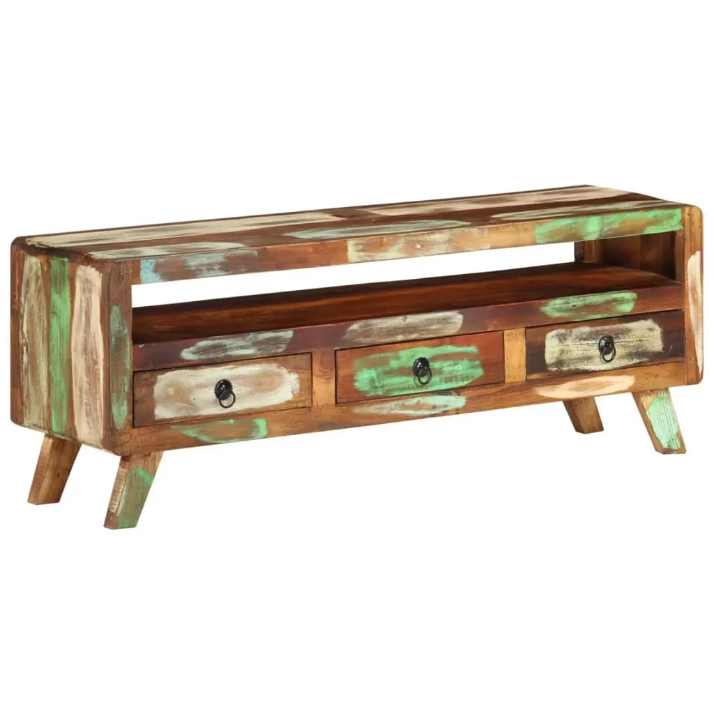 TV Cabinet Multicolour 110x30x40 cm Solid Reclaimed Wood 337063 - Furniture