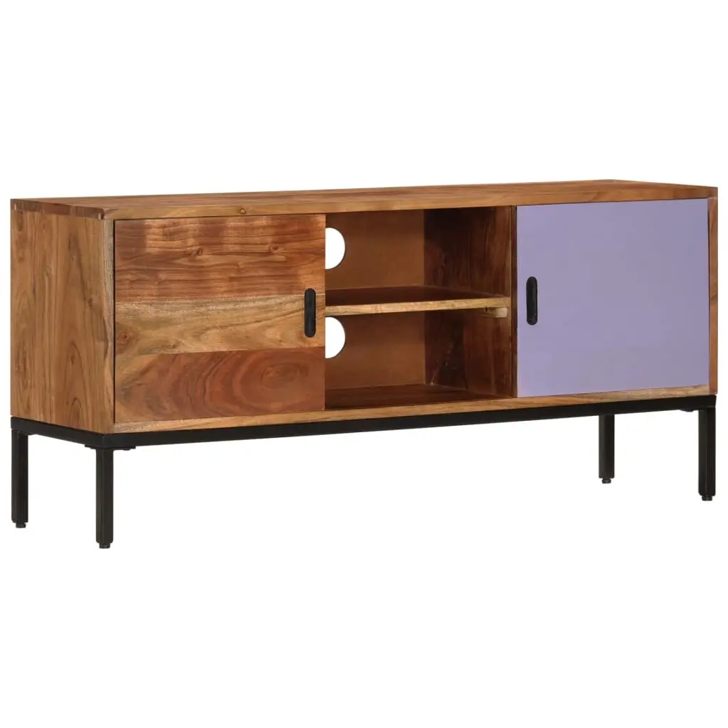 TV Cabinet Honey Brown and Grey 110x30x50 cm Solid Wood Acacia 337076 - Furniture
