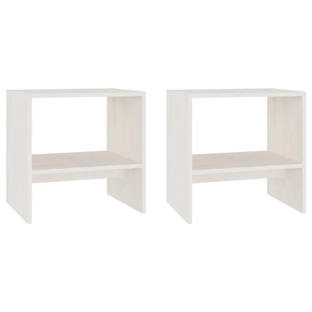 Bedside Cabinets 2 pcs White 40x30.5x40 cm Solid Pinewood 808056 - Furniture