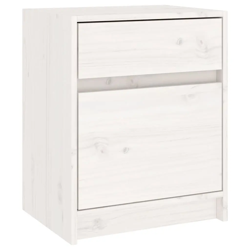 Bedside Cabinet White 40x31x50 cm Solid Pinewood 808125 - Furniture