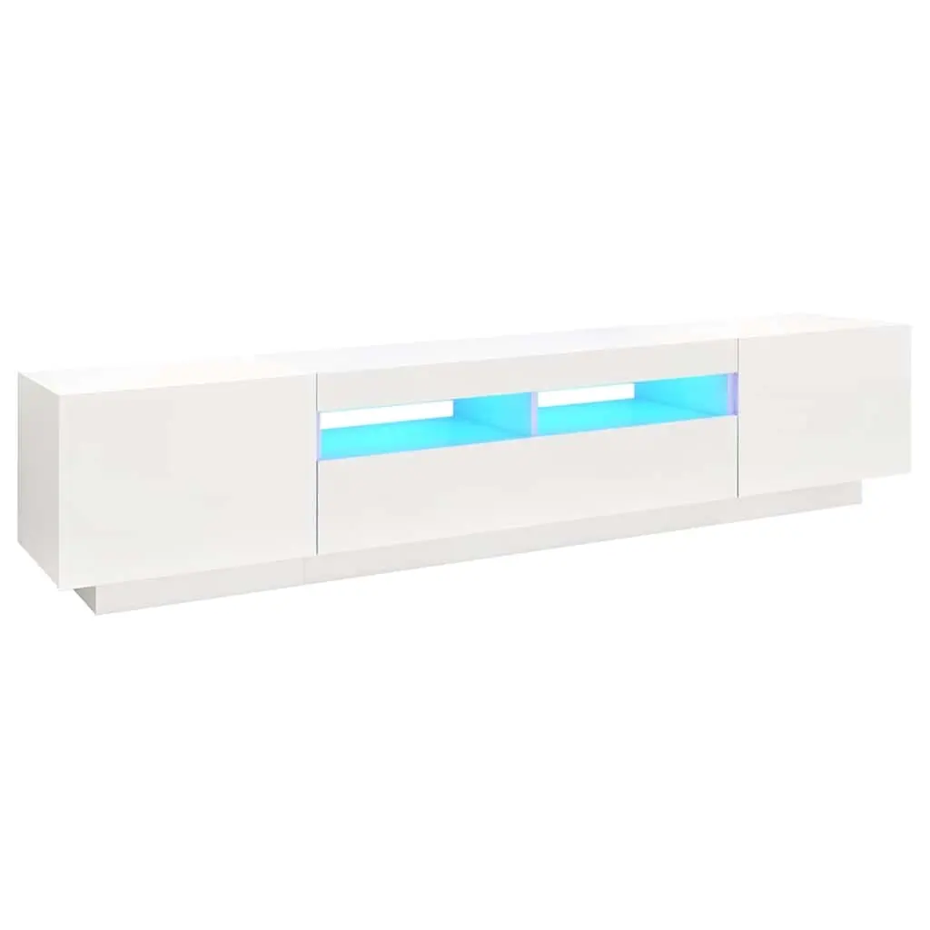 TV Cabinet with LED Lights White 200x35x40 cm 3081906 - Furniture