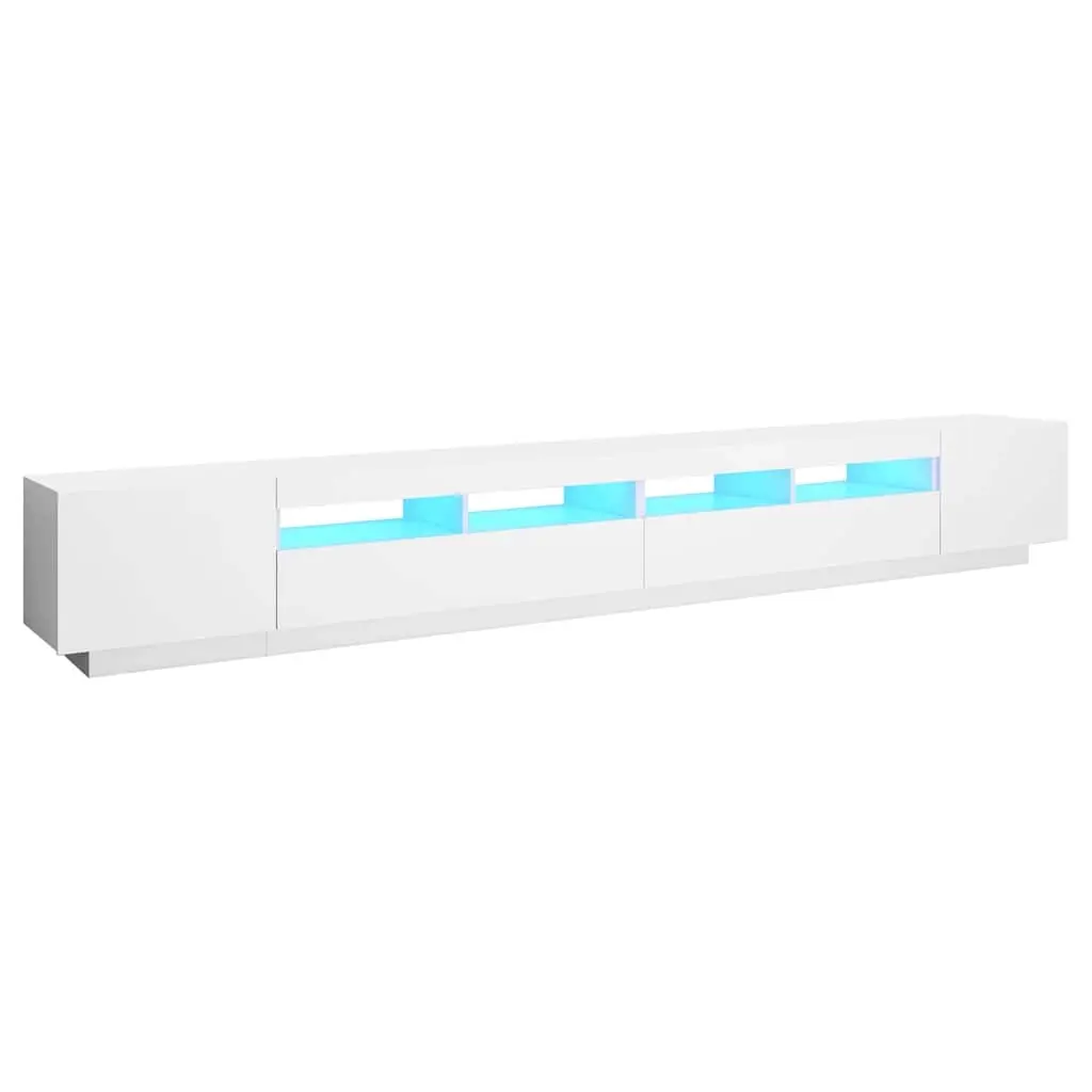 TV Cabinet with LED Lights White 300x35x40 cm 3081924 - Furniture