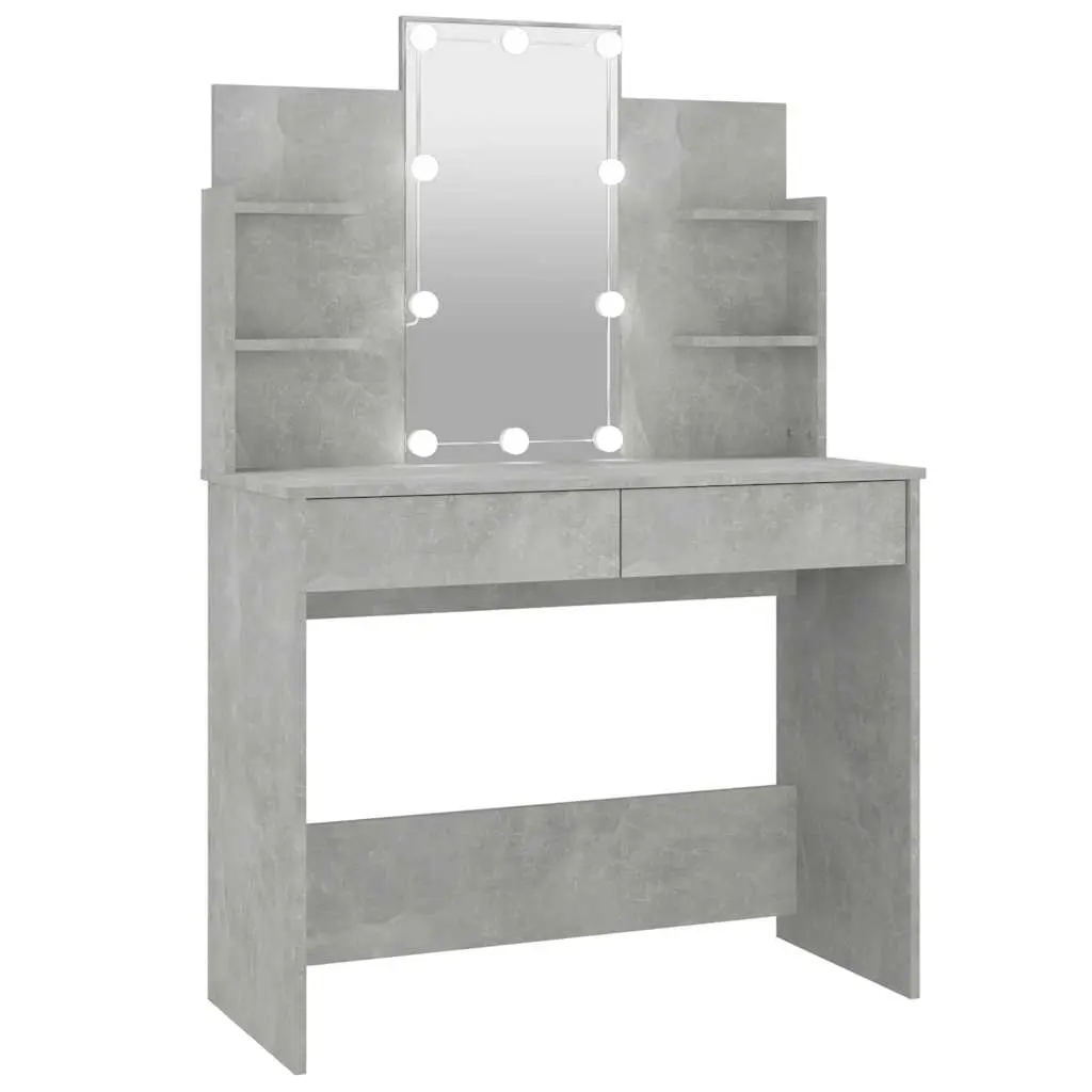 Dressing Table with LED Concrete Grey 96x40x142 cm 808823 - Furniture