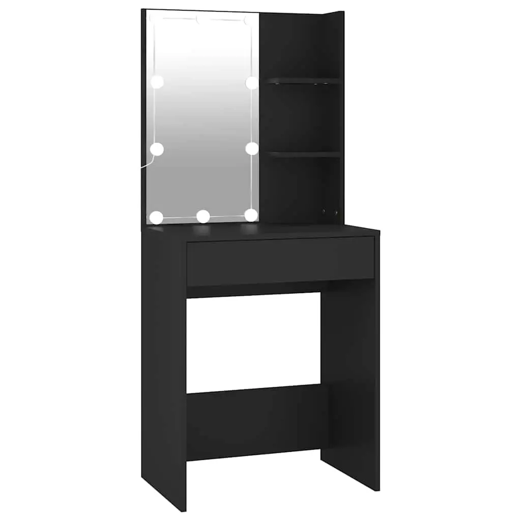 Dressing Table with LED Black 60x40x140 cm 808829 - Furniture