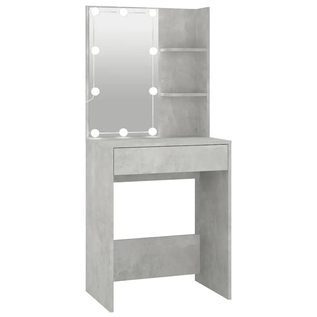 Dressing Table with LED Concrete Grey 60x40x140 cm 808832 - Furniture