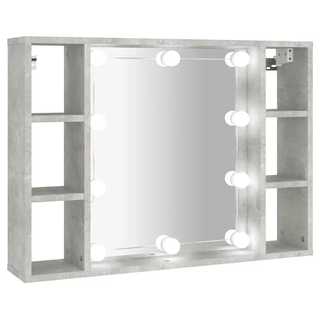 Mirror Cabinet with LED Concrete Grey 76x15x55 cm 808859 - Home & Garden