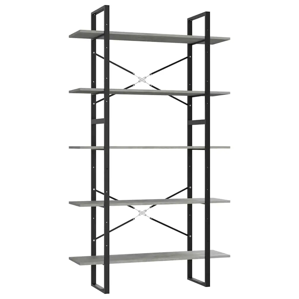 5-Tier Book Cabinet Concrete Grey 100x30x175 cm Engineered Wood 3082002