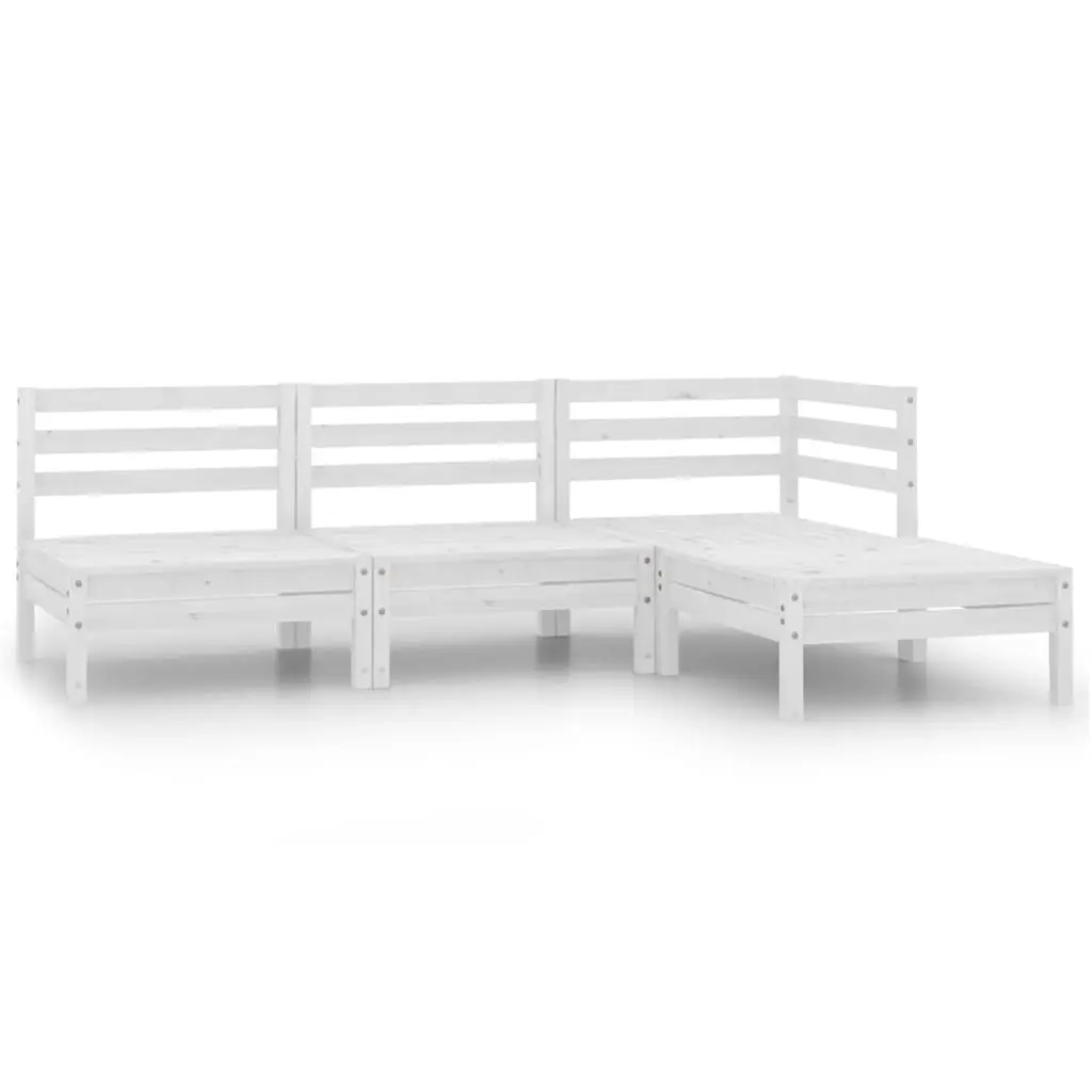 4 Piece Garden Lounge Set Solid Pinewood White 806618 - Furniture