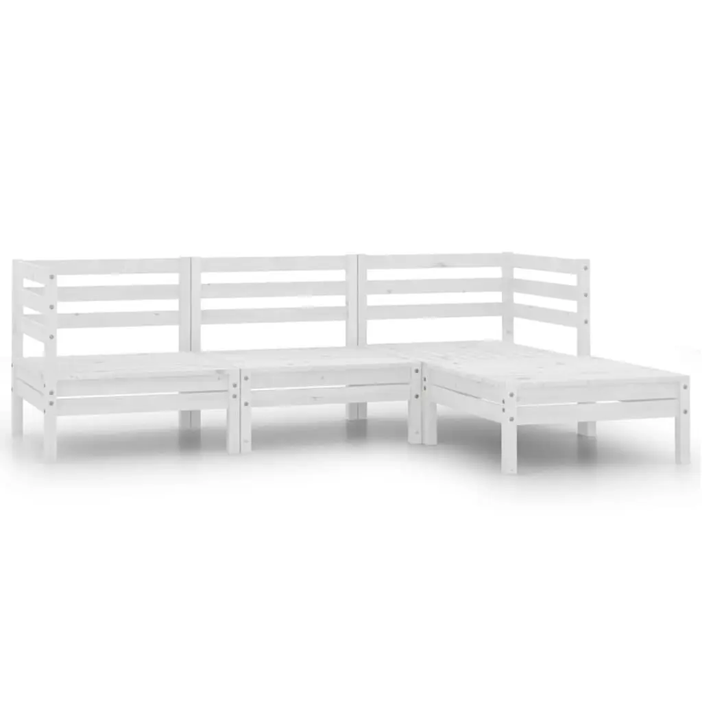 4 Piece Garden Lounge Set Solid Pinewood White 806623 - Furniture