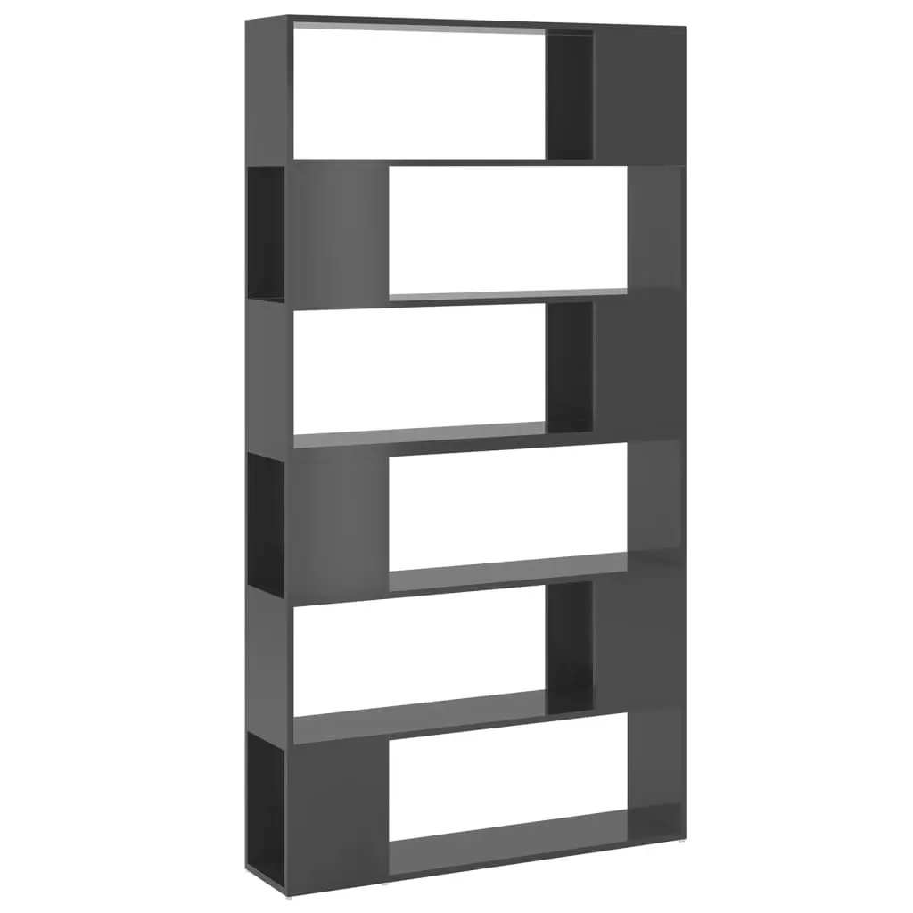 Book Cabinet Room Divider High Gloss Grey 100x24x188 cm 3082079 - Furniture