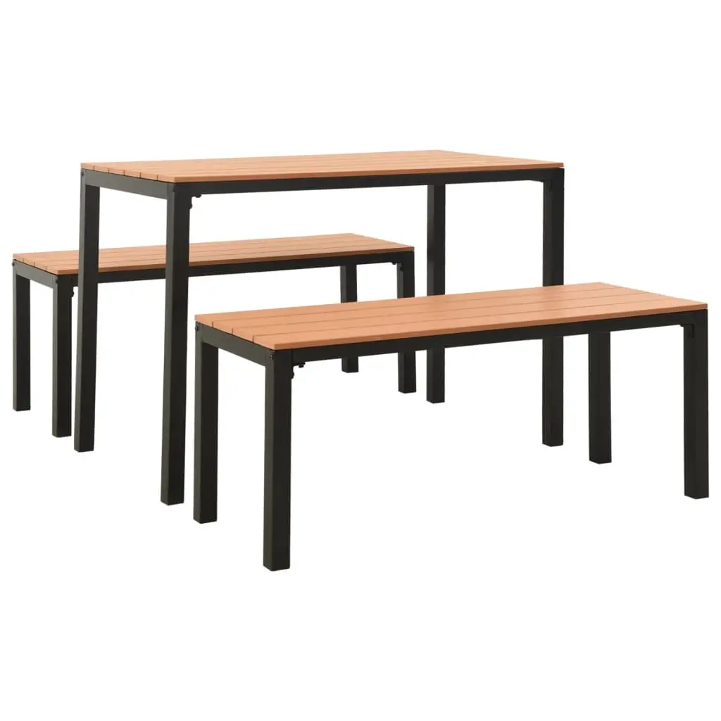3 Piece Garden Dining Set Steel and WPC Brown and Black 317140 - Furniture