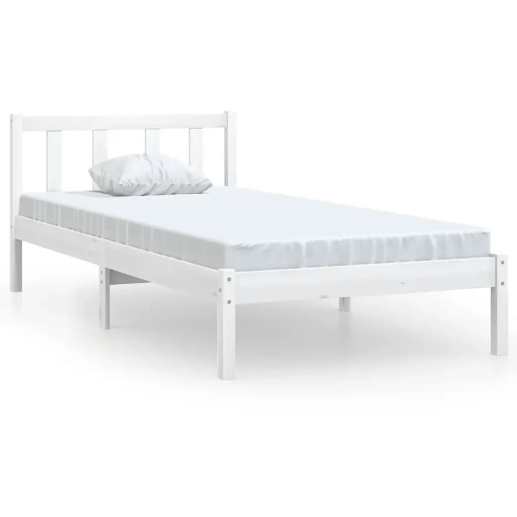 Bed Frame without Mattress White Solid Wood 90x190 cm 810048 - Furniture