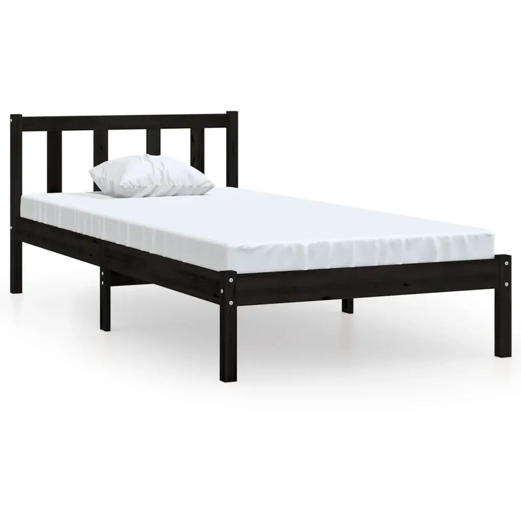 Bed Frame without Mattress Black Solid Wood 90x190 cm 810051 - Furniture