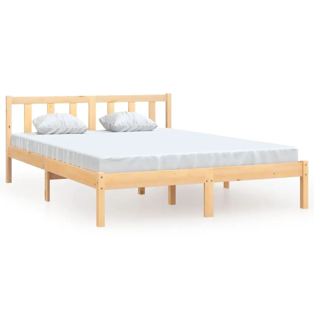 Bed Frame without Mattress Solid Wood 135x190 cm 810057 - Furniture