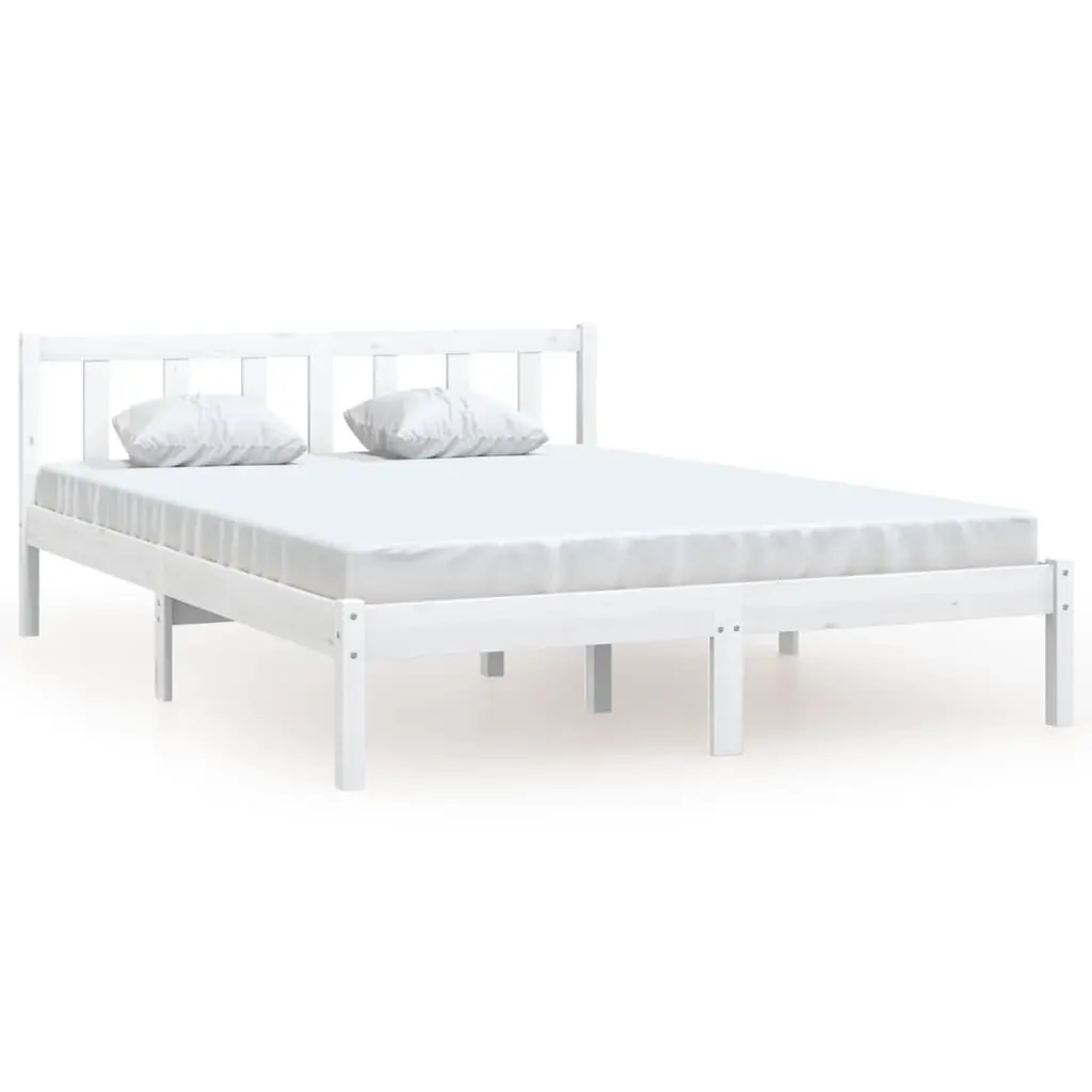Bed Frame without Mattress White Solid Wood Pine 150x200 cm 810088 - Top Selling Beds