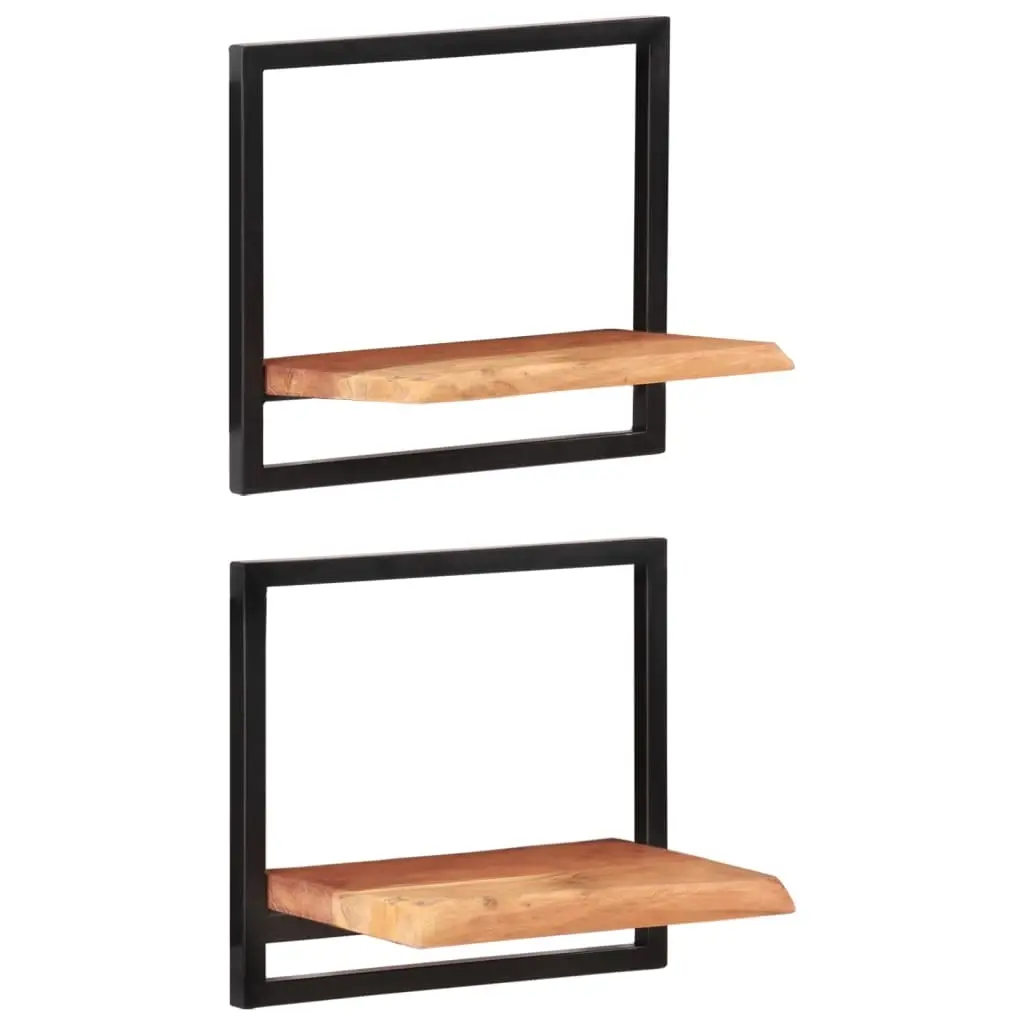 Wall Shelves 2 pcs 40x24x35 cm Solid Wood Acacia and Steel 338460 - Furniture