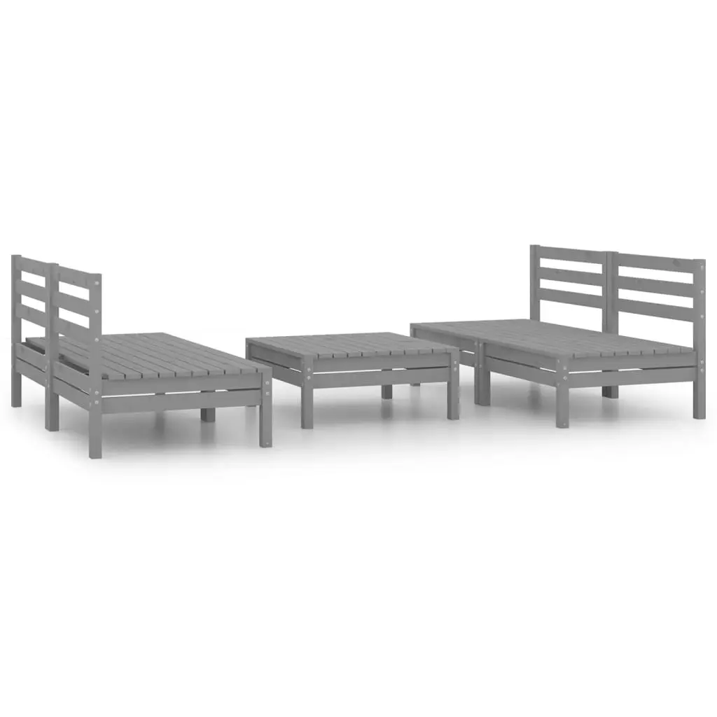 5 Piece Garden Lounge Set Grey Solid Pinewood 3082384 - Furniture