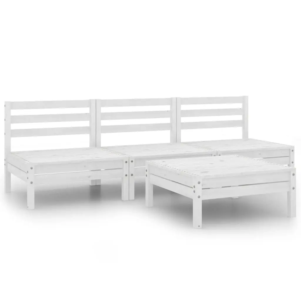 4 Piece Garden Lounge Set White Solid Pinewood 3082448 - Furniture