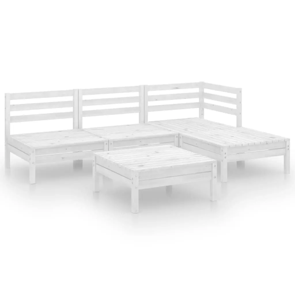 5 Piece Garden Lounge Set Solid Pinewood White 3082633 - Furniture