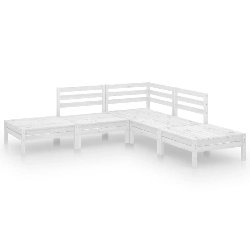 5 Piece Garden Lounge Set Solid Pinewood White 3082638 - Furniture