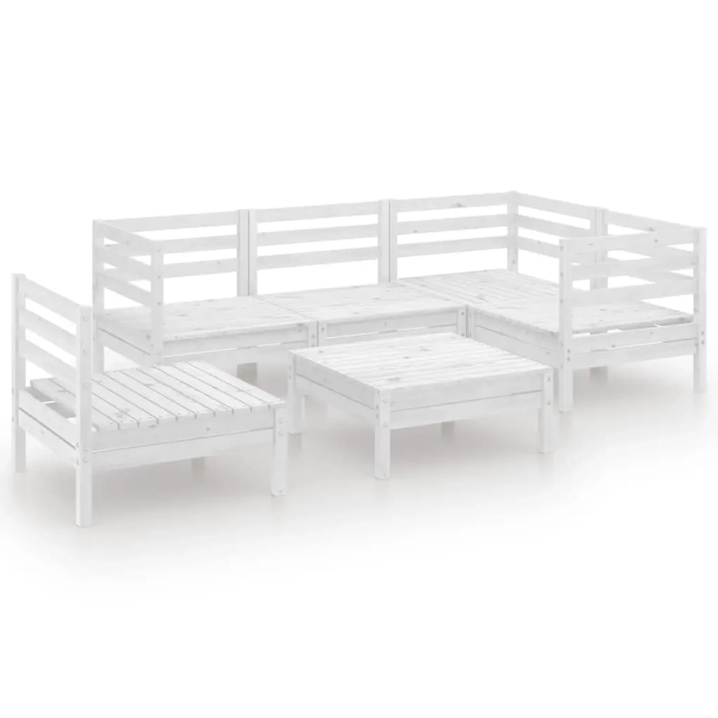 6 Piece Garden Lounge Set Solid Pinewood White 3082723 - Furniture