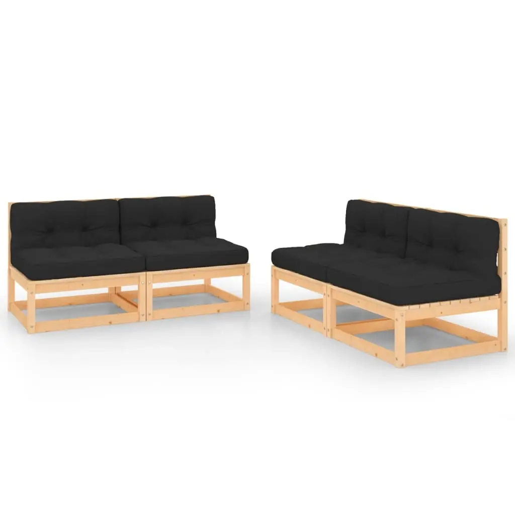 4 Piece Garden Lounge Set with Cushions Solid Pinewood 3083729 - Furniture
