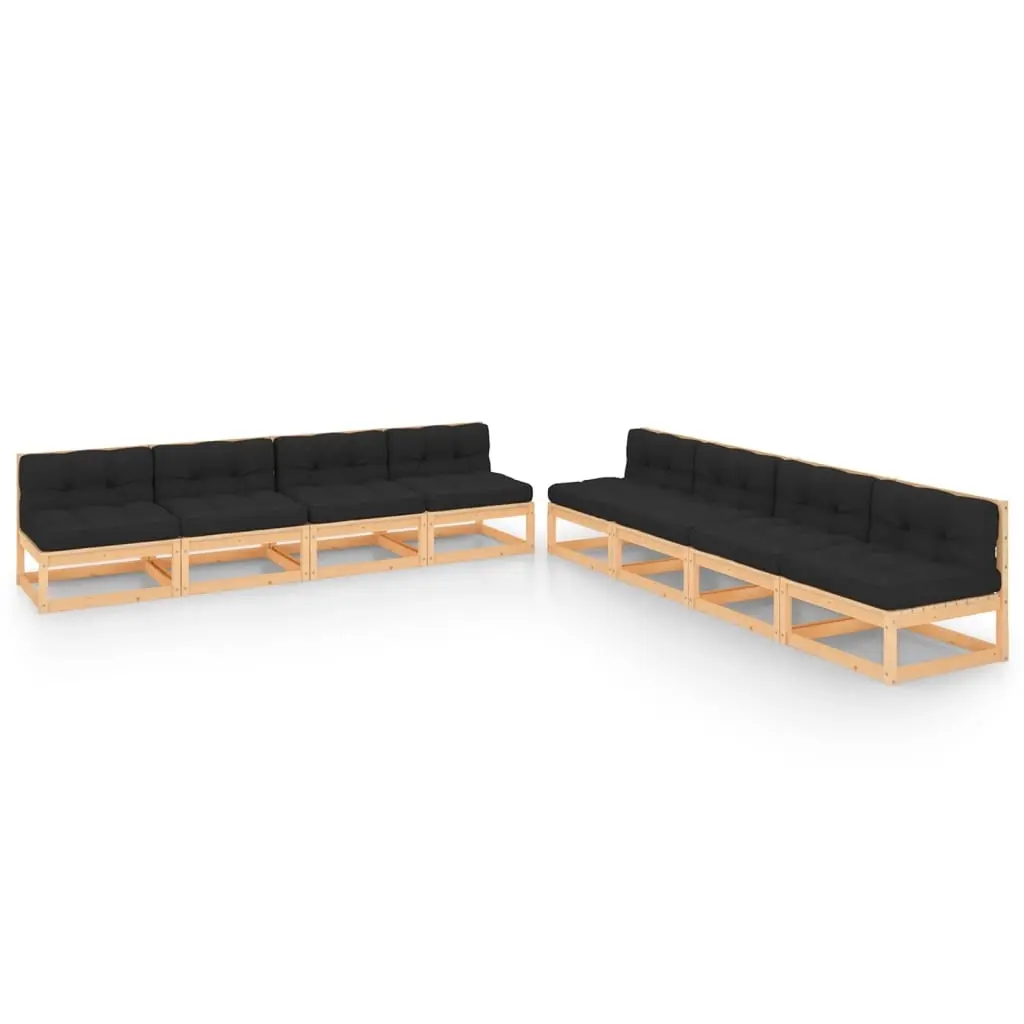 8 Piece Garden Lounge Set with Cushions Solid Pinewood 3083731 - Furniture