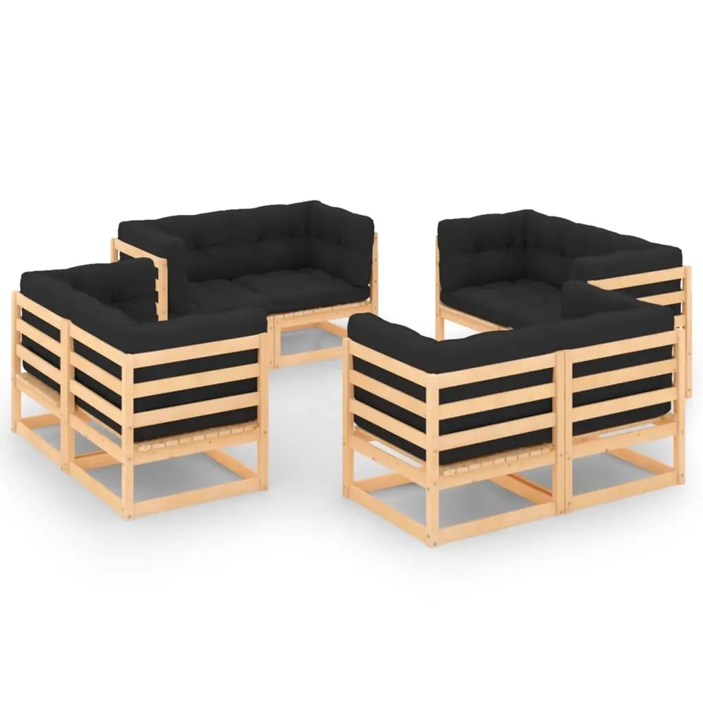 8 Piece Garden Lounge Set with Cushions Solid Pinewood 3083734 - Furniture