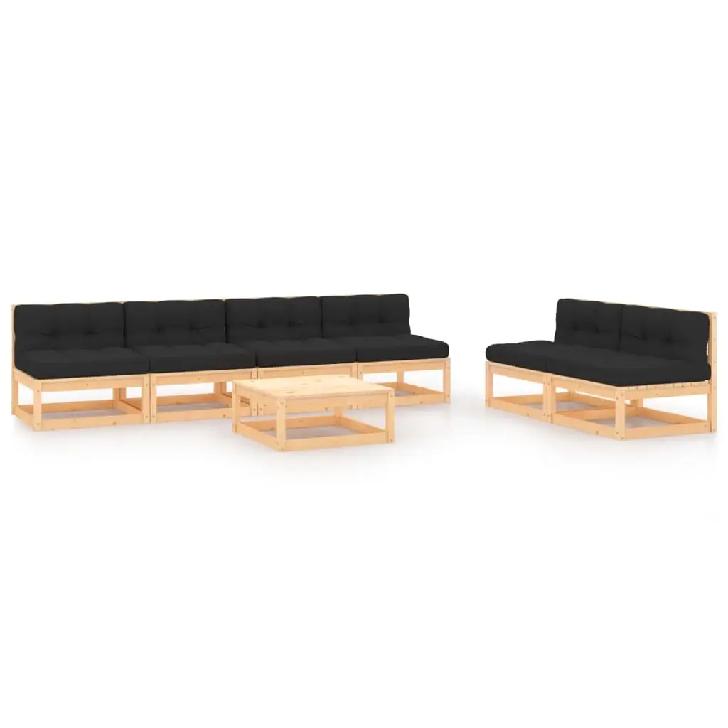 7 Piece Garden Lounge Set with Cushions Solid Pinewood 3083740 - Furniture