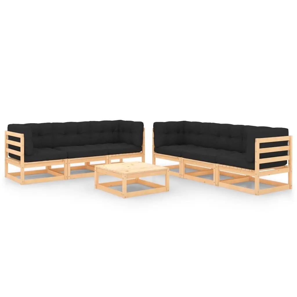 7 Piece Garden Lounge Set with Cushions Solid Pinewood 3083744 - Furniture