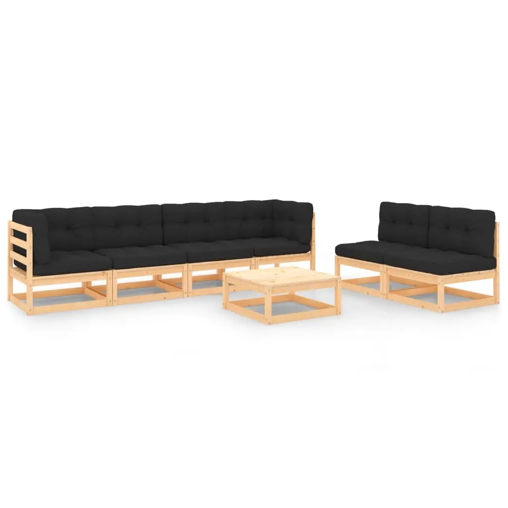 7 Piece Garden Lounge Set with Cushions Solid Pinewood 3083758 - Furniture