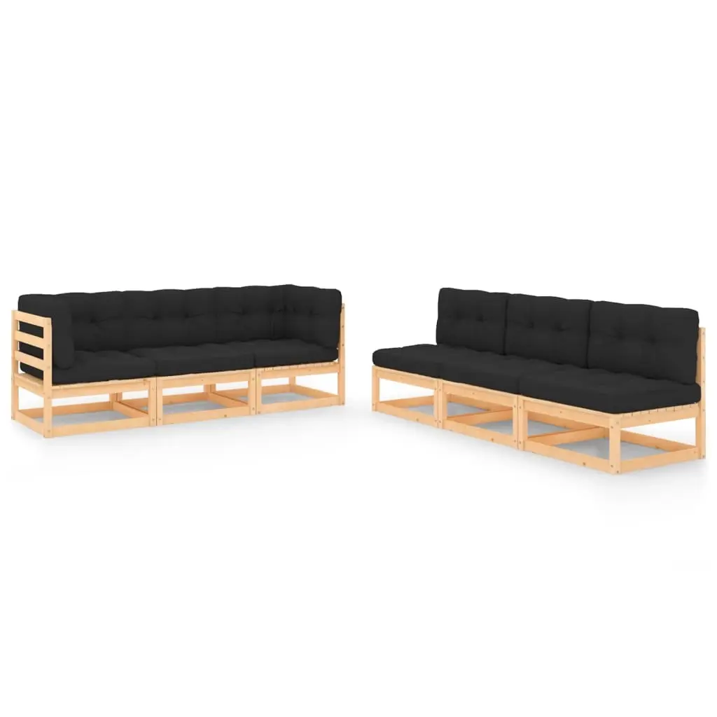 6 Piece Garden Lounge Set with Cushions Solid Pinewood 3083759 - Furniture