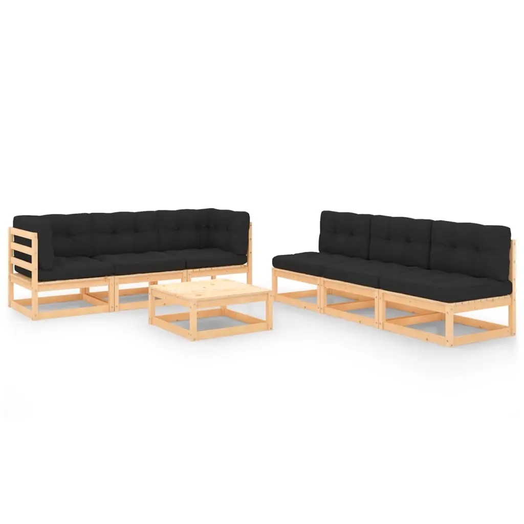 7 Piece Garden Lounge Set with Cushions Solid Pinewood 3083760 - Furniture