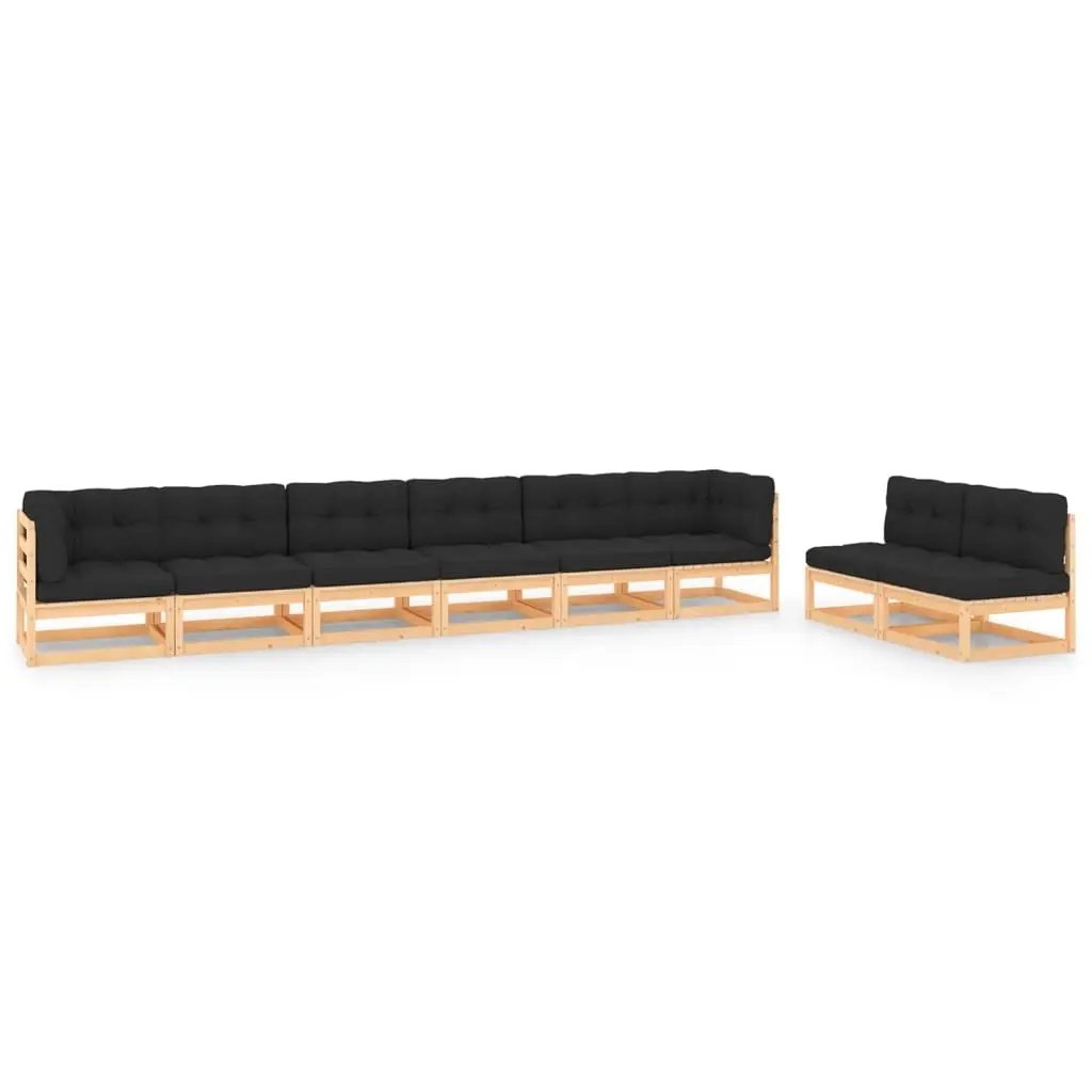 8 Piece Garden Lounge Set with Cushions Solid Pinewood 3083763 - Furniture