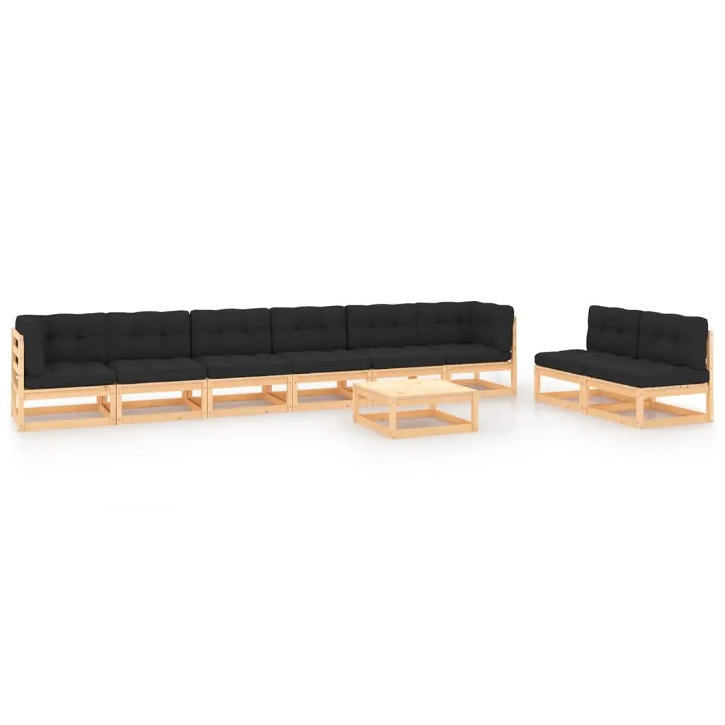 9 Piece Garden Lounge Set with Cushions Solid Pinewood 3083764 - Furniture