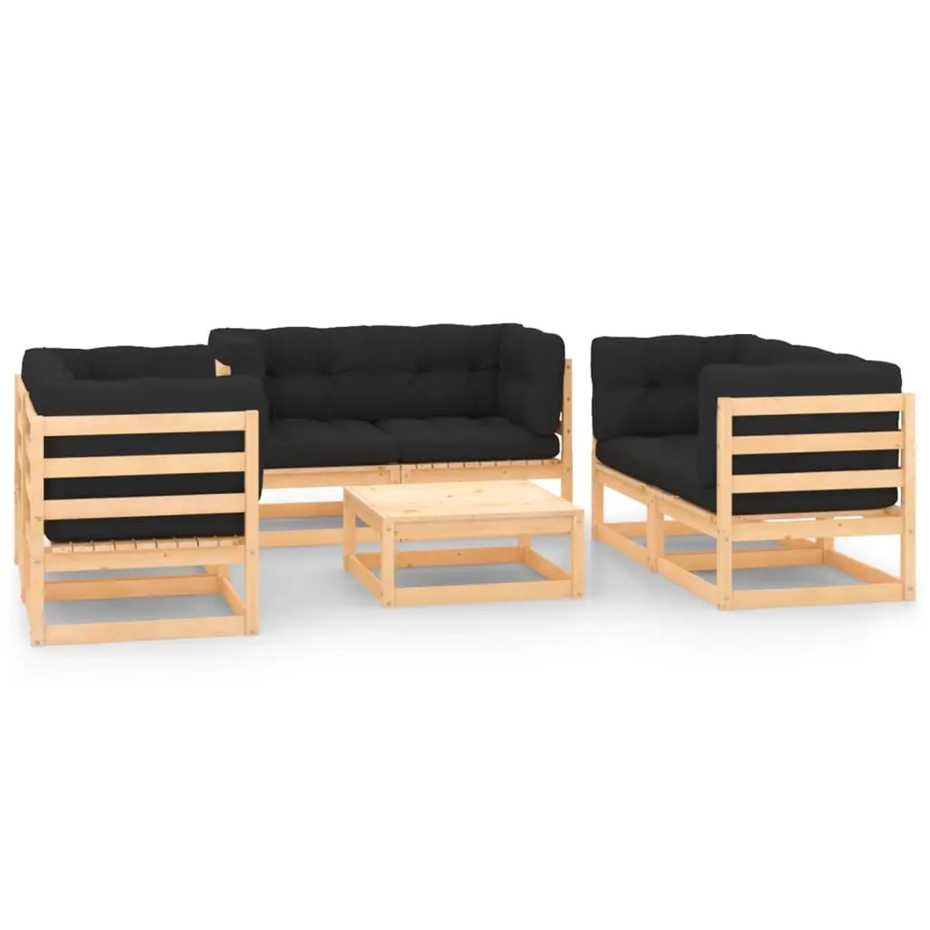 7 Piece Garden Lounge Set with Cushions Solid Pinewood 3083766 - Furniture