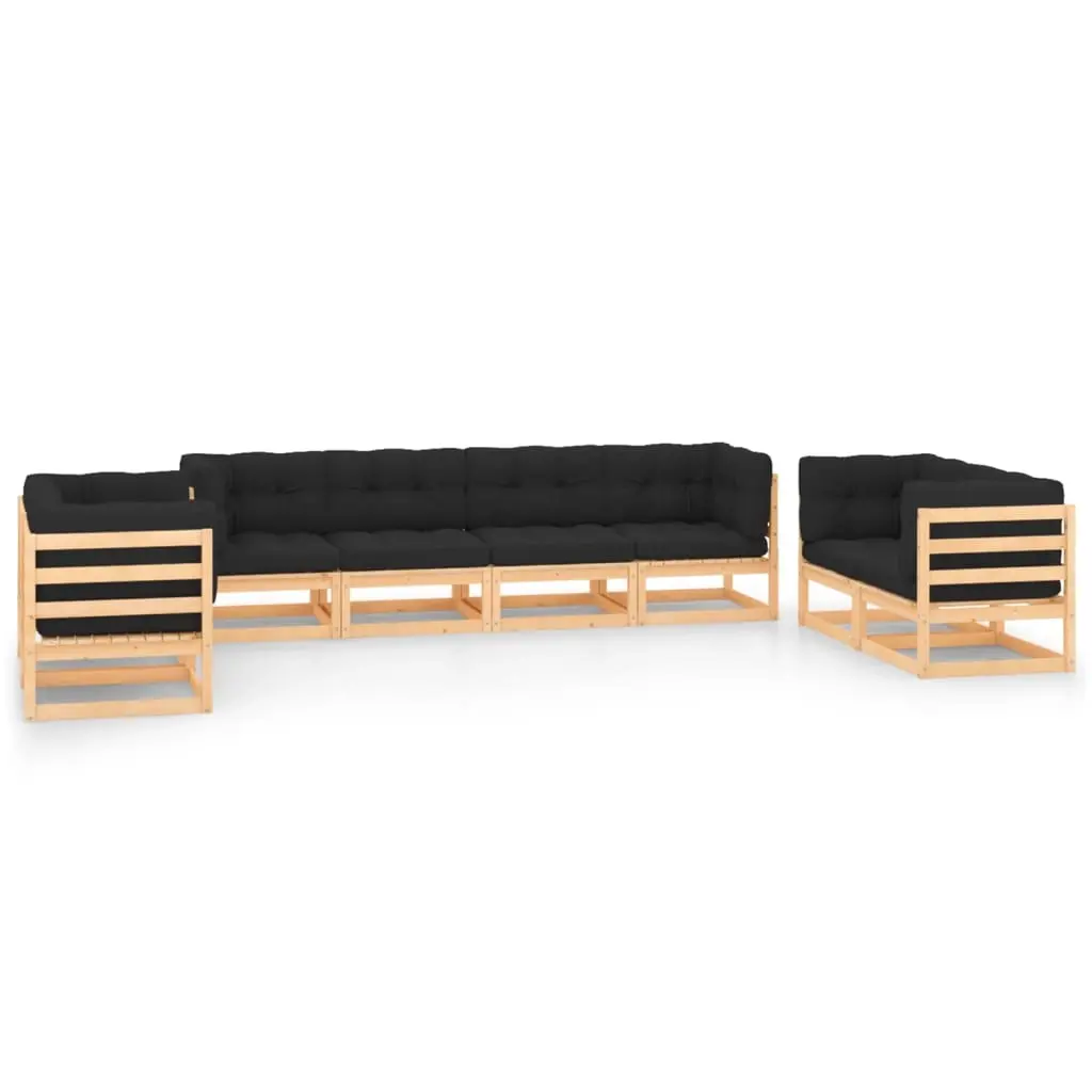 8 Piece Garden Lounge Set with Cushions Solid Pinewood 3083769 - Furniture