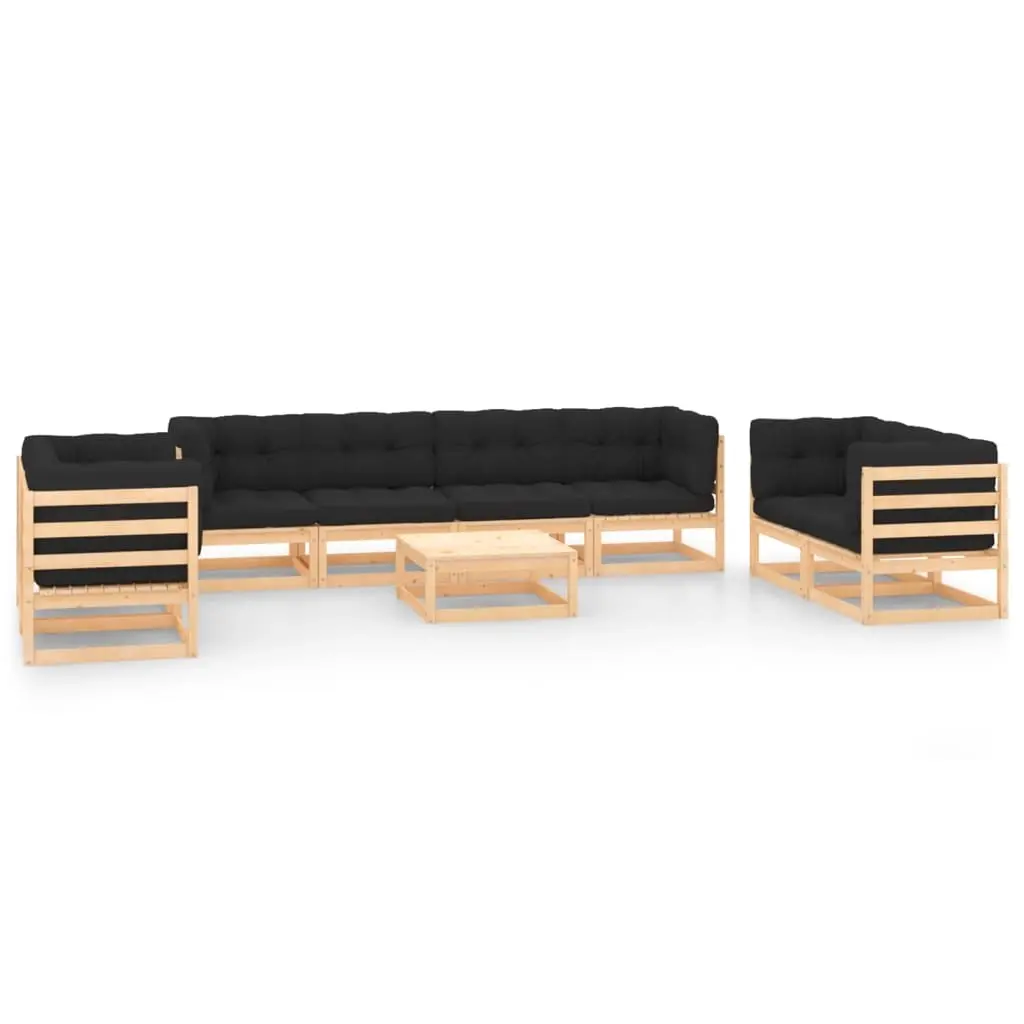 9 Piece Garden Lounge Set with Cushions Solid Pinewood 3083770 - Furniture