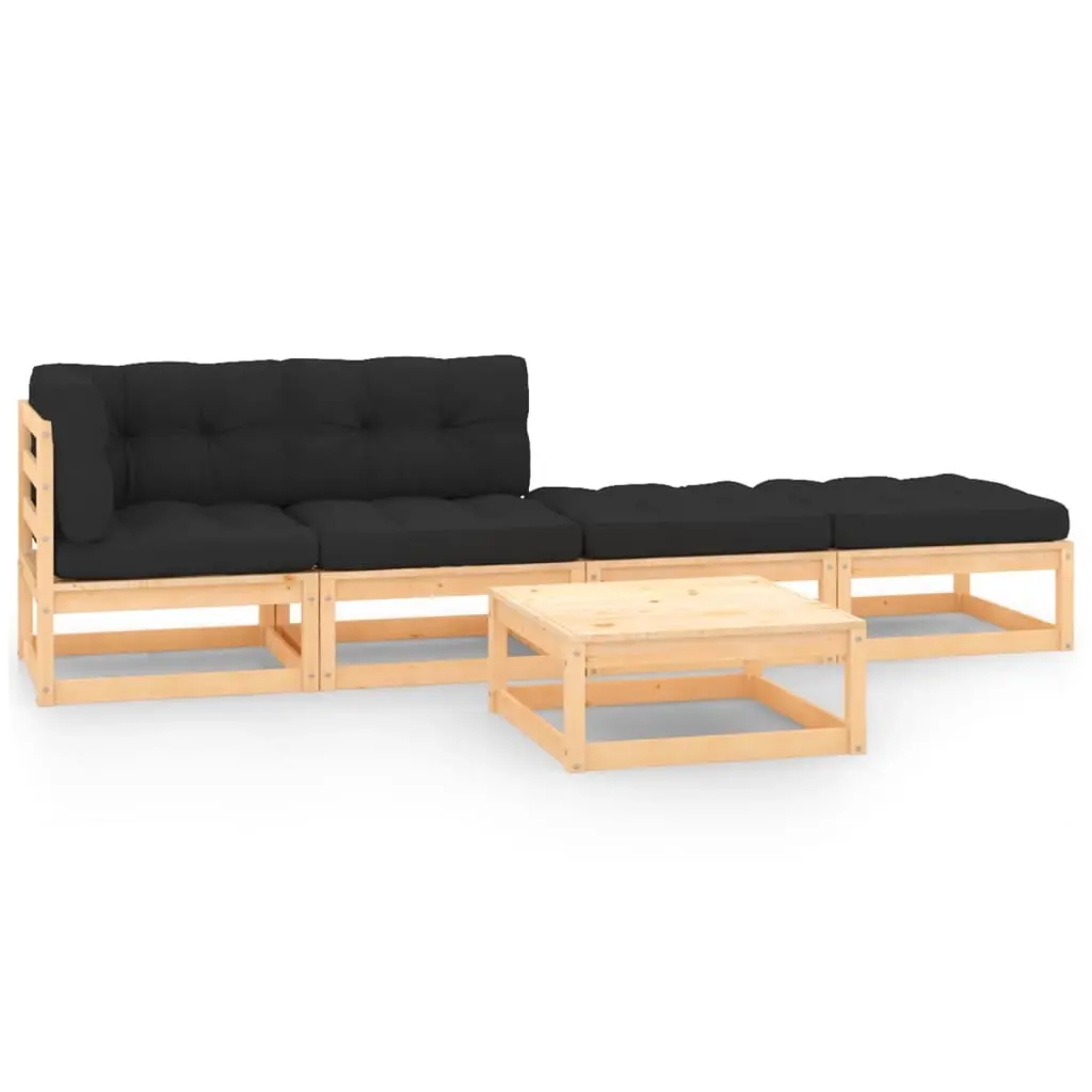 5 Piece Garden Lounge Set with Cushions Solid Pinewood 3083773 - Furniture