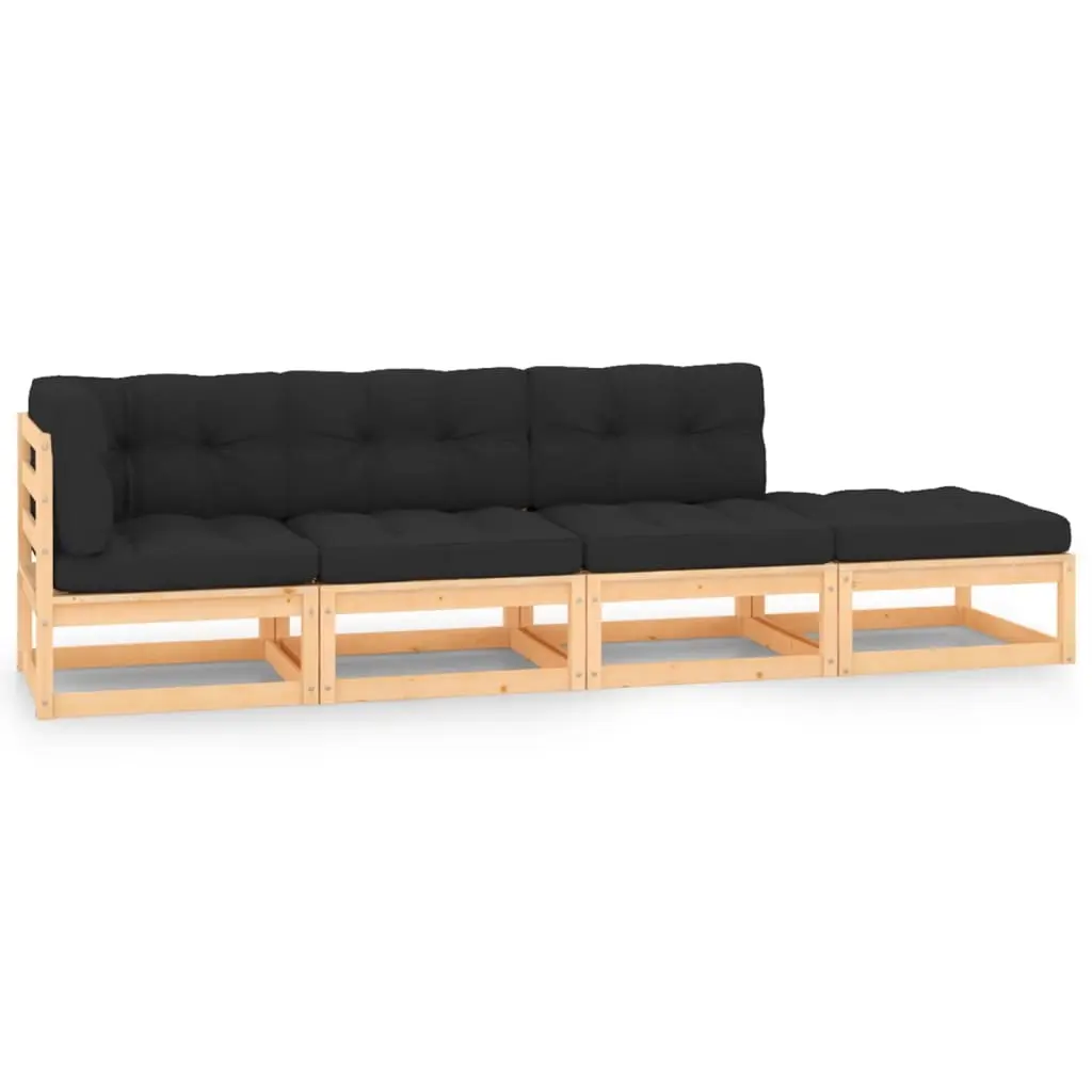 4 Piece Garden Lounge Set with Cushions Solid Pinewood 3083774 - Furniture