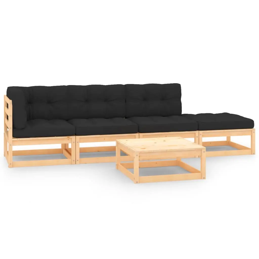5 Piece Garden Lounge Set with Cushions Solid Pinewood 3083775 - Furniture