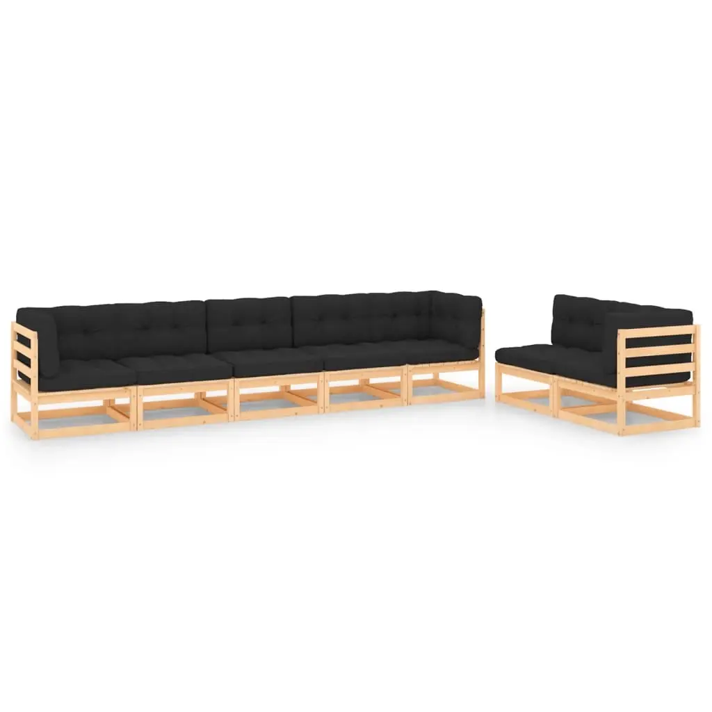 7 Piece Garden Lounge Set with Cushions Solid Pinewood 3083778 - Furniture