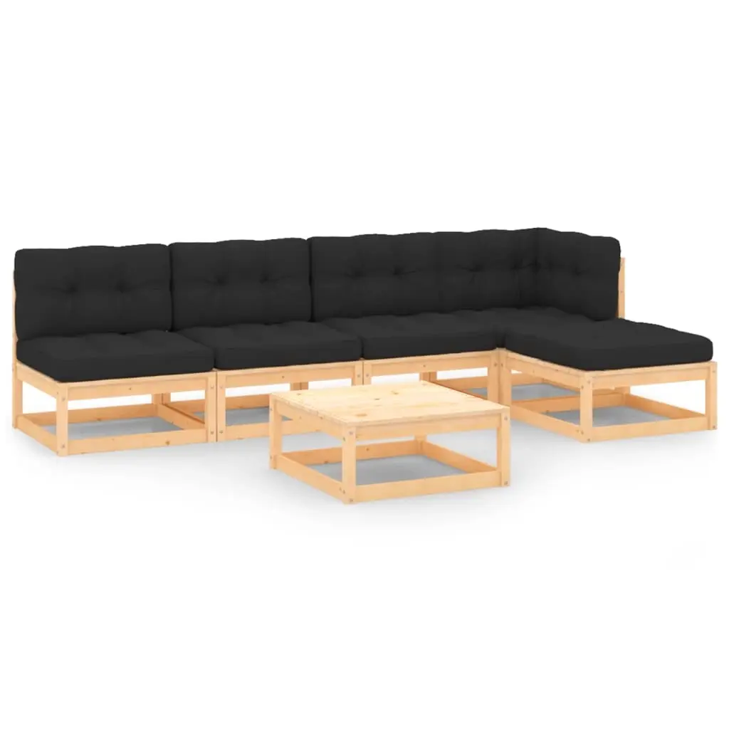 6 Piece Garden Lounge Set with Cushions Solid Pinewood 3083781 - Furniture