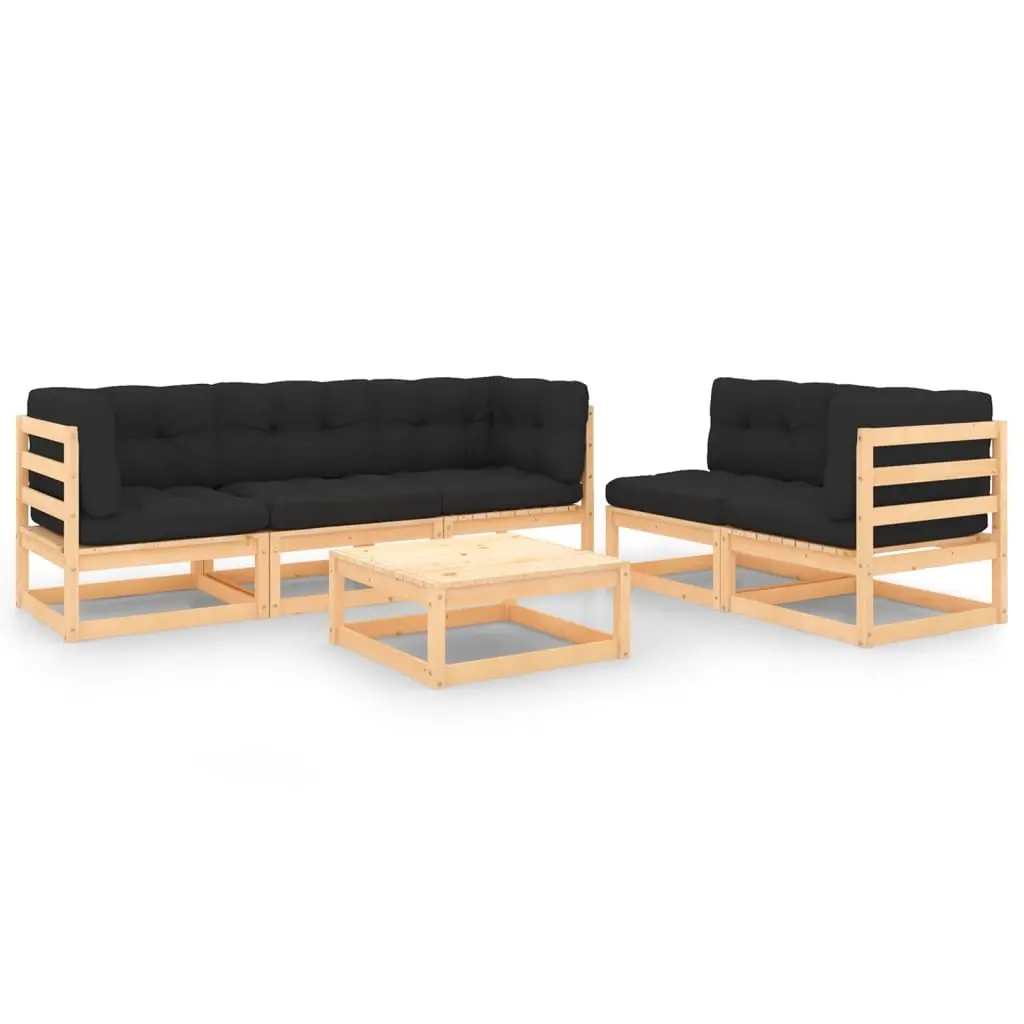 6 Piece Garden Lounge Set with Cushions Solid Pinewood 3083789 - Furniture