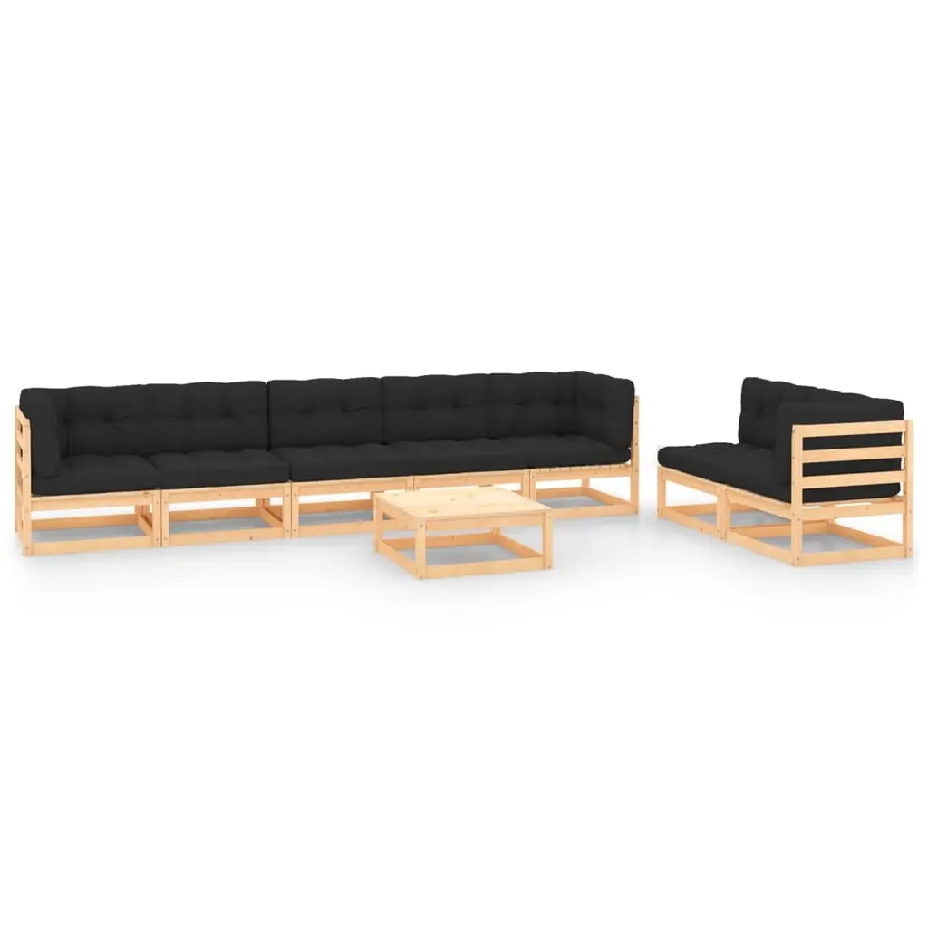 8 Piece Garden Lounge Set with Cushions Solid Pinewood 3083796 - Furniture