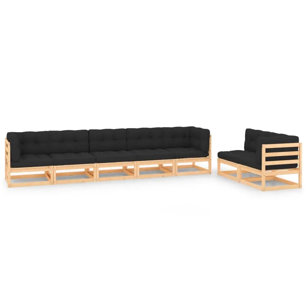 7 Piece Garden Lounge Set with Cushions Solid Pinewood 3083797 - Furniture
