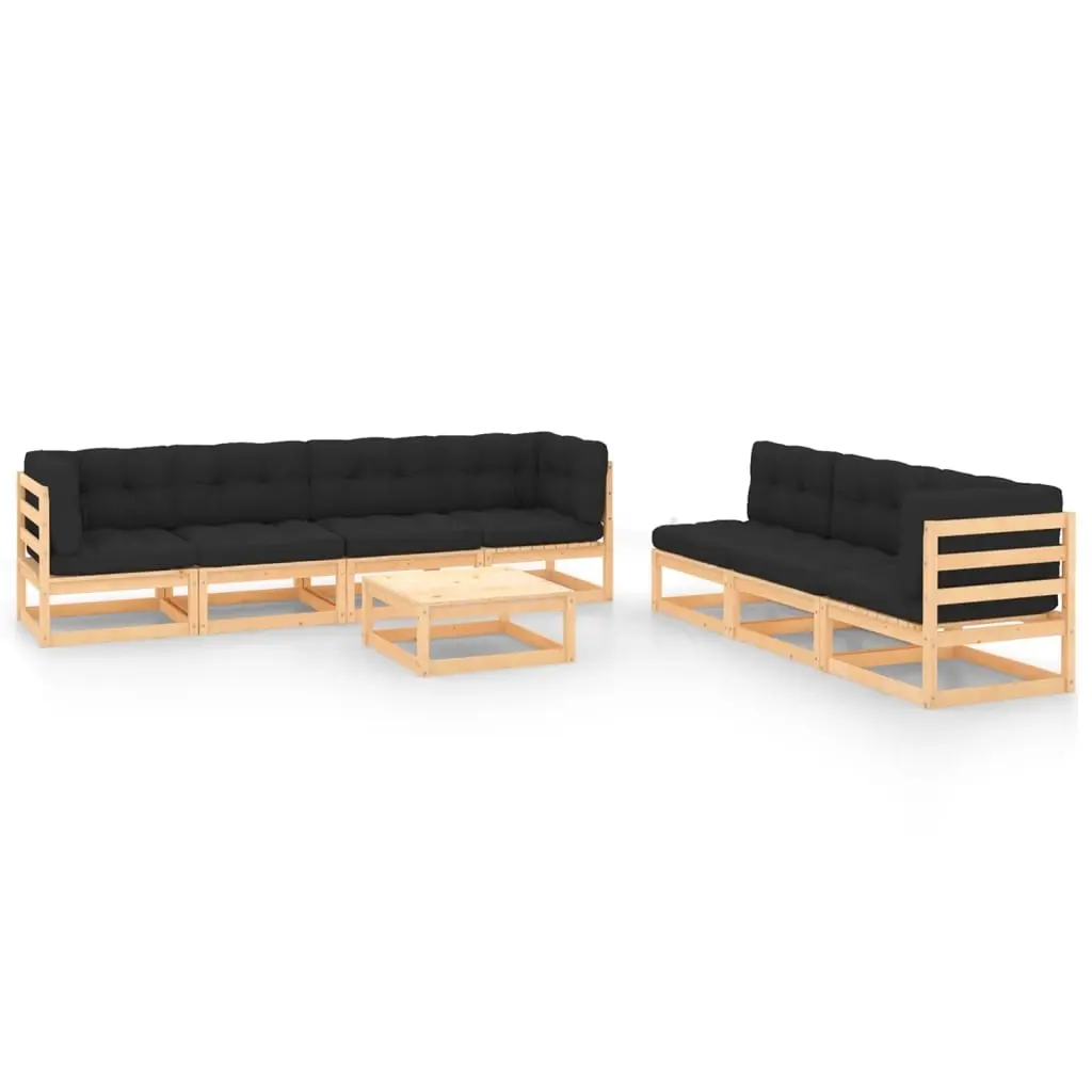 8 Piece Garden Lounge Set with Cushions Solid Pinewood 3083798 - Furniture