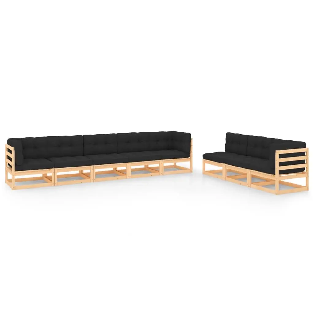 8 Piece Garden Lounge Set with Cushions Solid Pinewood 3083799 - Furniture
